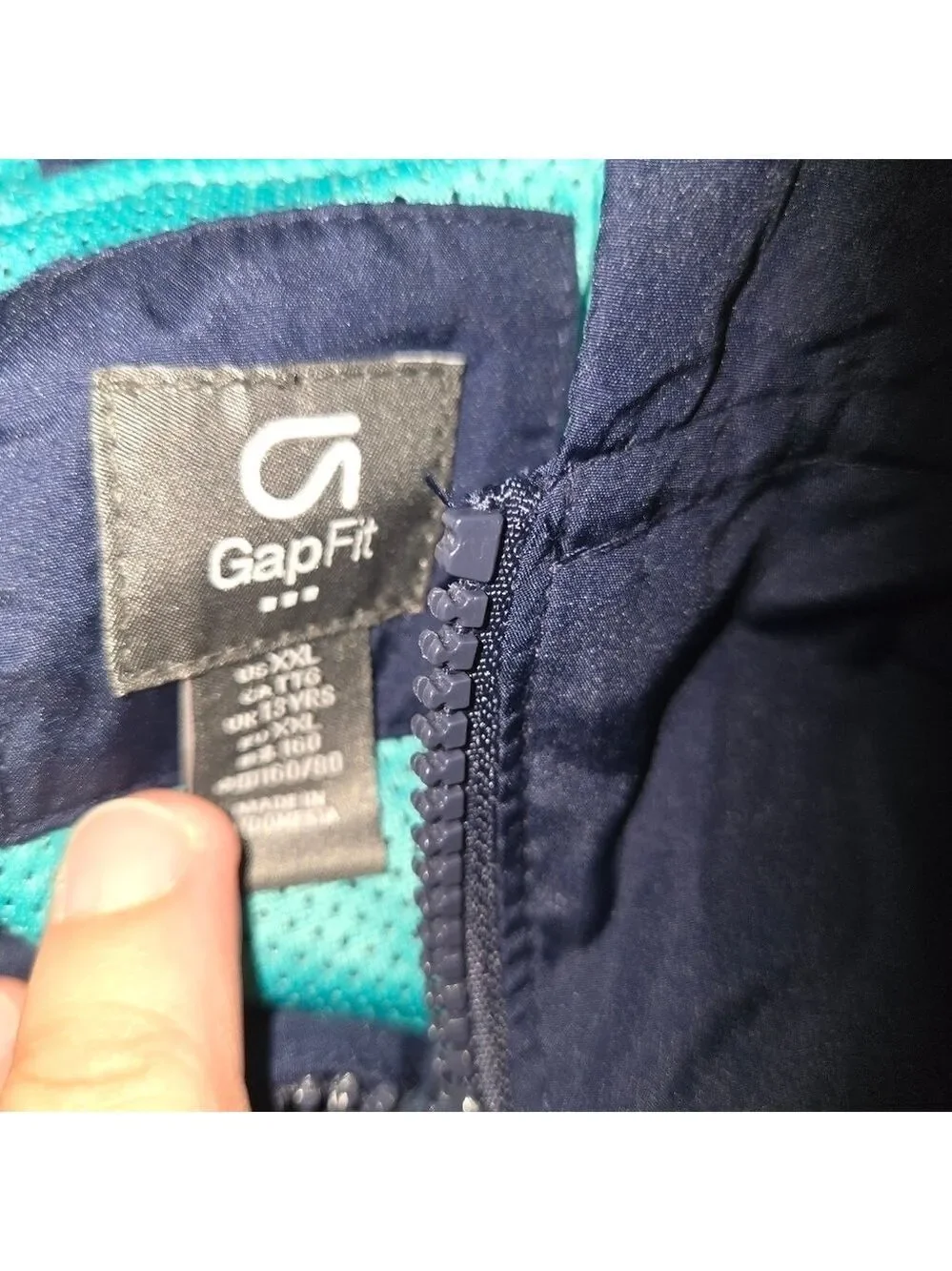 GAP GapFit Boys XXL 14/16 Blue Camo Hooded Windbreaker Jacket
